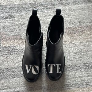 Black Leather Boots with print